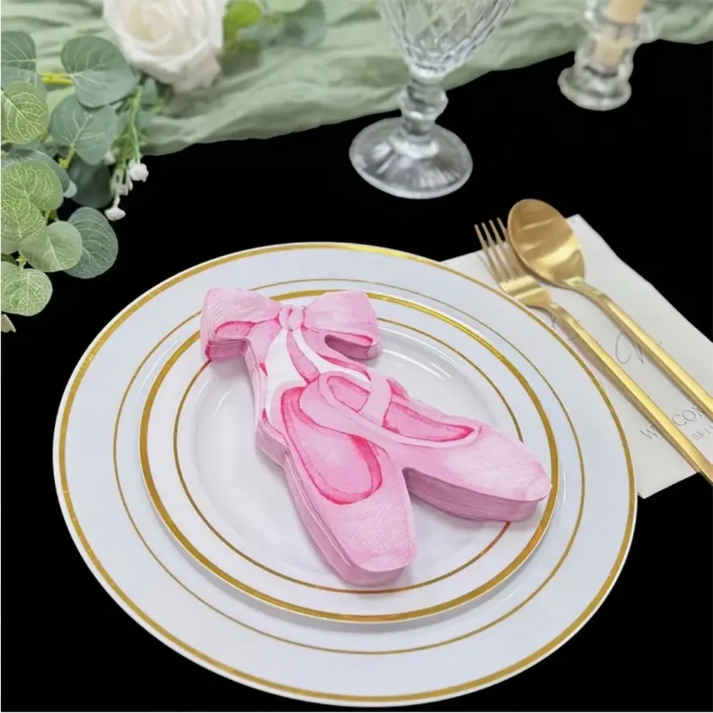 Pink Ballet Shoes Shaped Paper Napkins, 20 ct